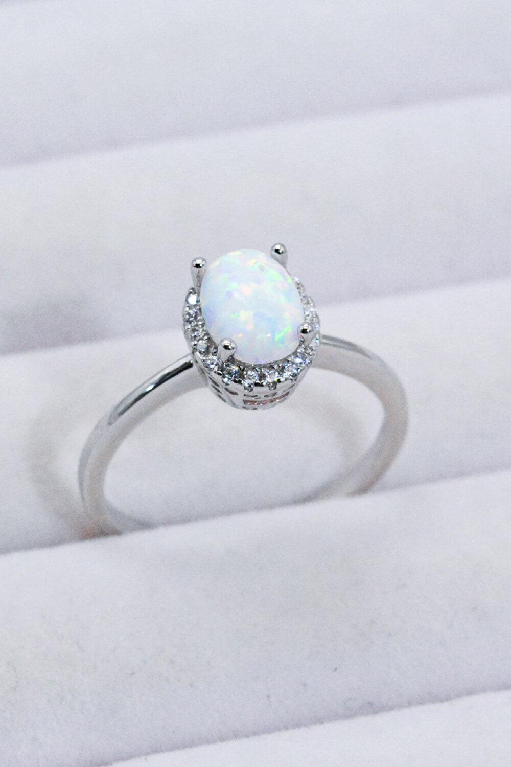 925 Sterling Silver 4-Prong Opal Ring BLUE ZONE PLANET