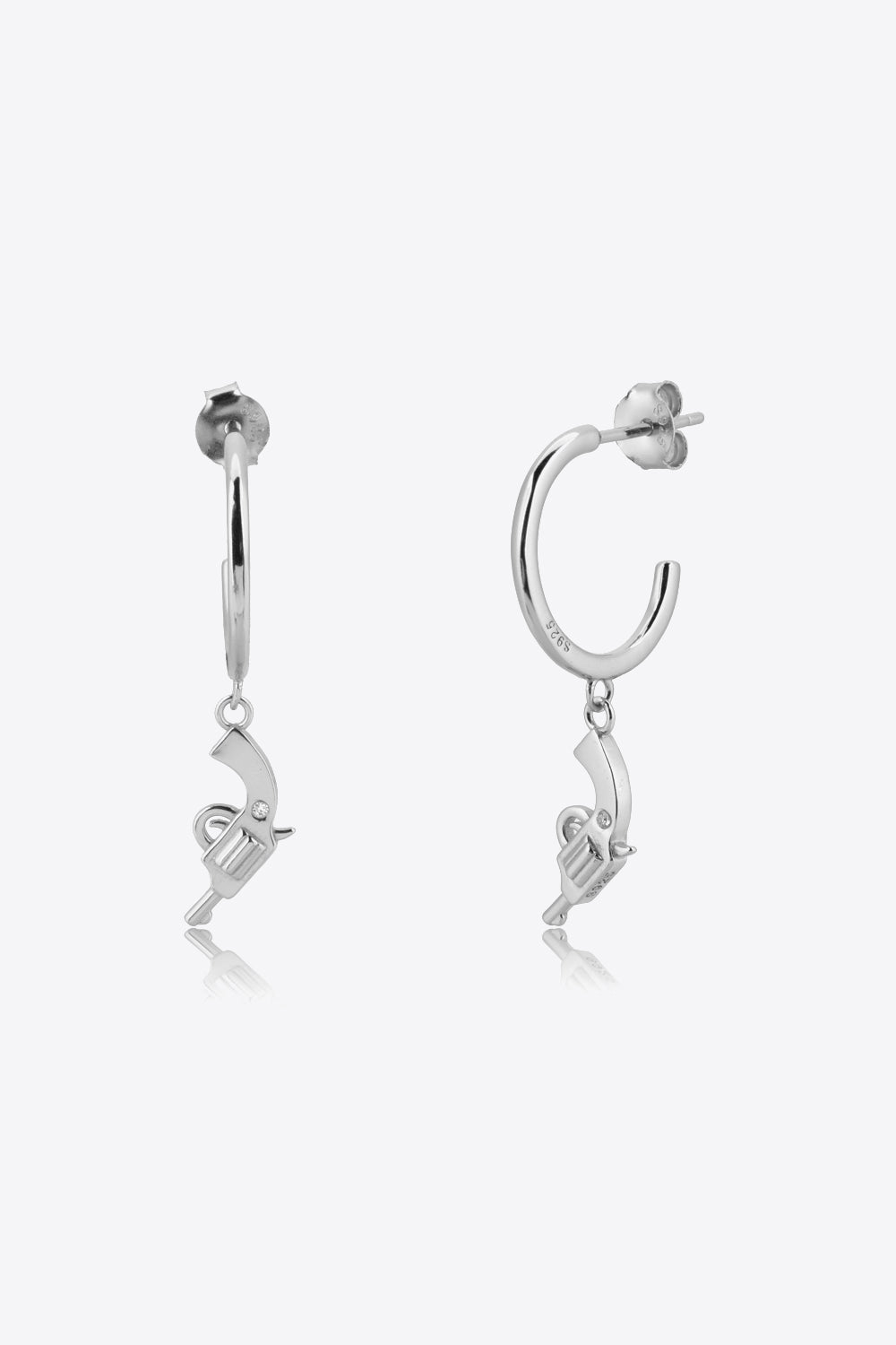 925 Sterling Silver C-Hoop Gun Drop Earrings BLUE ZONE PLANET