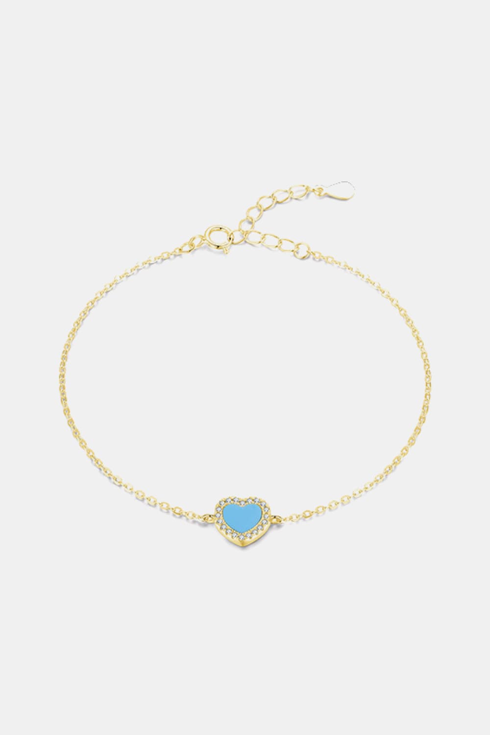 925 Sterling Silver Heart Shape Spring Ring Closure Bracelets BLUE ZONE PLANET