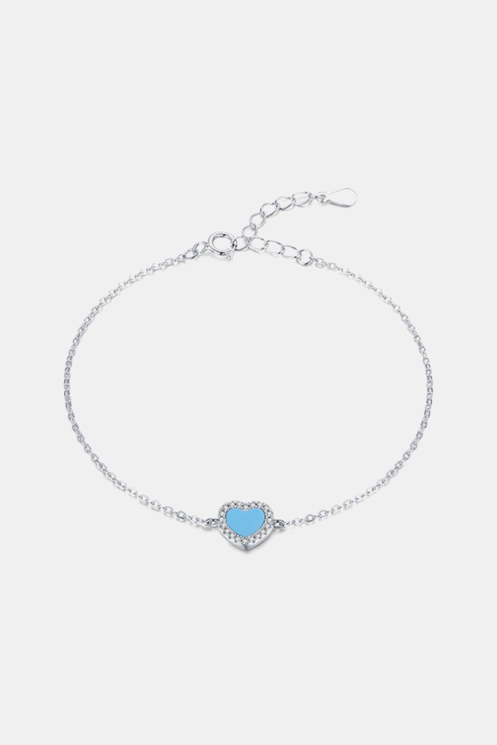 925 Sterling Silver Heart Shape Spring Ring Closure Bracelets BLUE ZONE PLANET