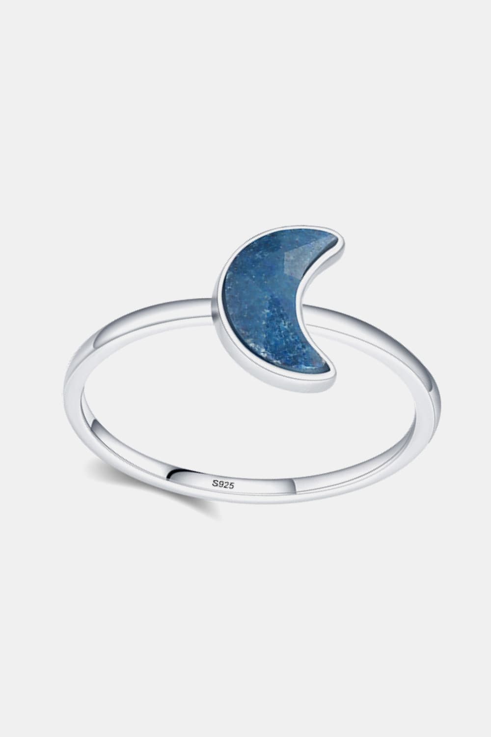 925 Sterling Silver Moon Shape Aventurine Ring BLUE ZONE PLANET