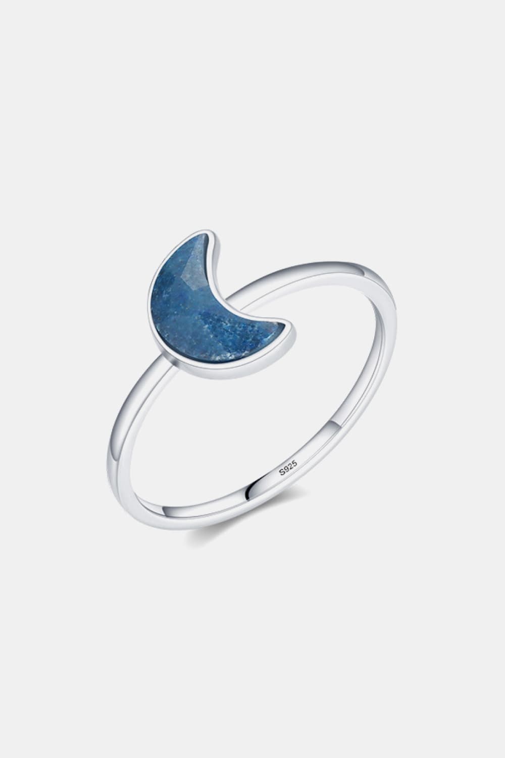925 Sterling Silver Moon Shape Aventurine Ring BLUE ZONE PLANET