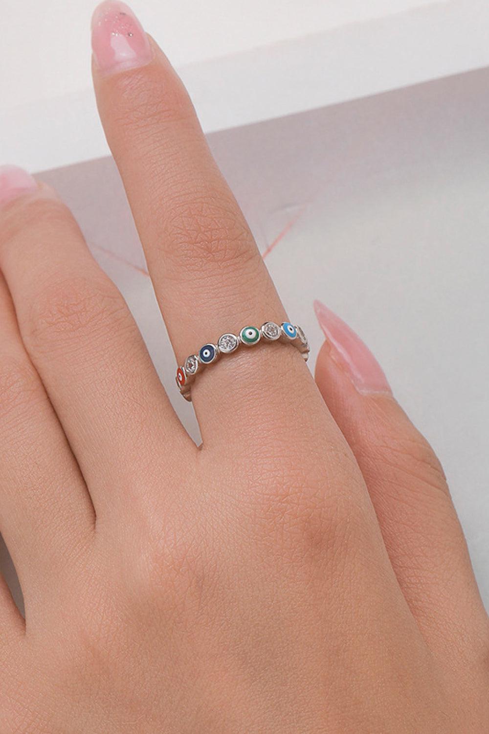 925 Sterling Silver Round Shape Zircon Ring BLUE ZONE PLANET