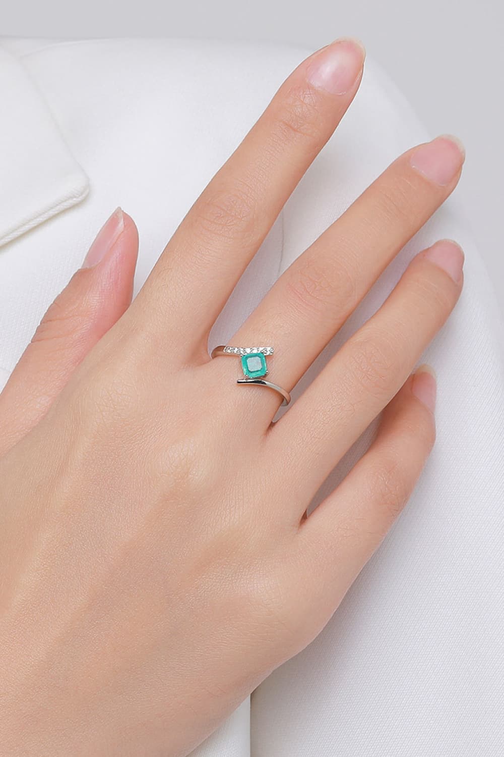 925 Sterling Silver Square Shape Tourmaline Ring BLUE ZONE PLANET