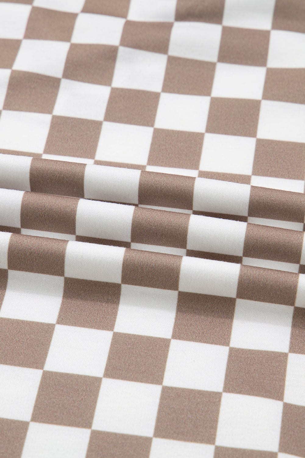 Khaki Double Checkered Patchwork Tie Neck Oversize Hoodie-Tops / Dresses-[Adult]-[Female]-2022 Online Blue Zone Planet