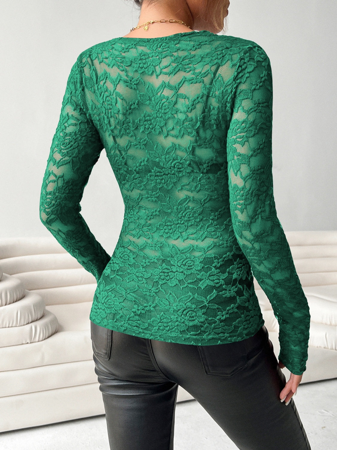 V-Neck Long Sleeve Lace Top-TOPS / DRESSES-[Adult]-[Female]-2022 Online Blue Zone Planet