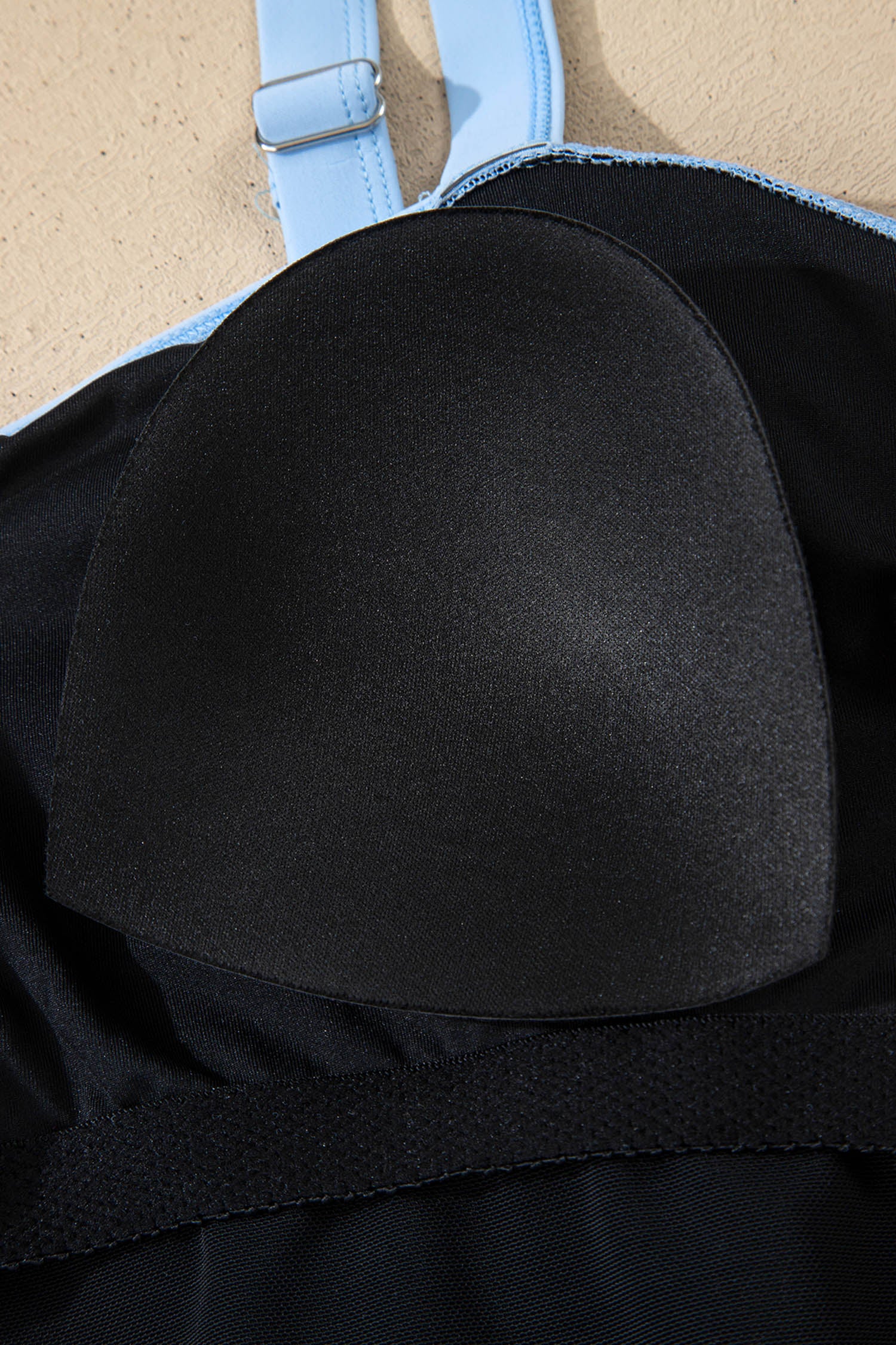 Navy Blue Color Block Detail Adjustable Straps One Piece Swimsuit-Swimwear/One Piece Swimsuit-[Adult]-[Female]-2022 Online Blue Zone Planet