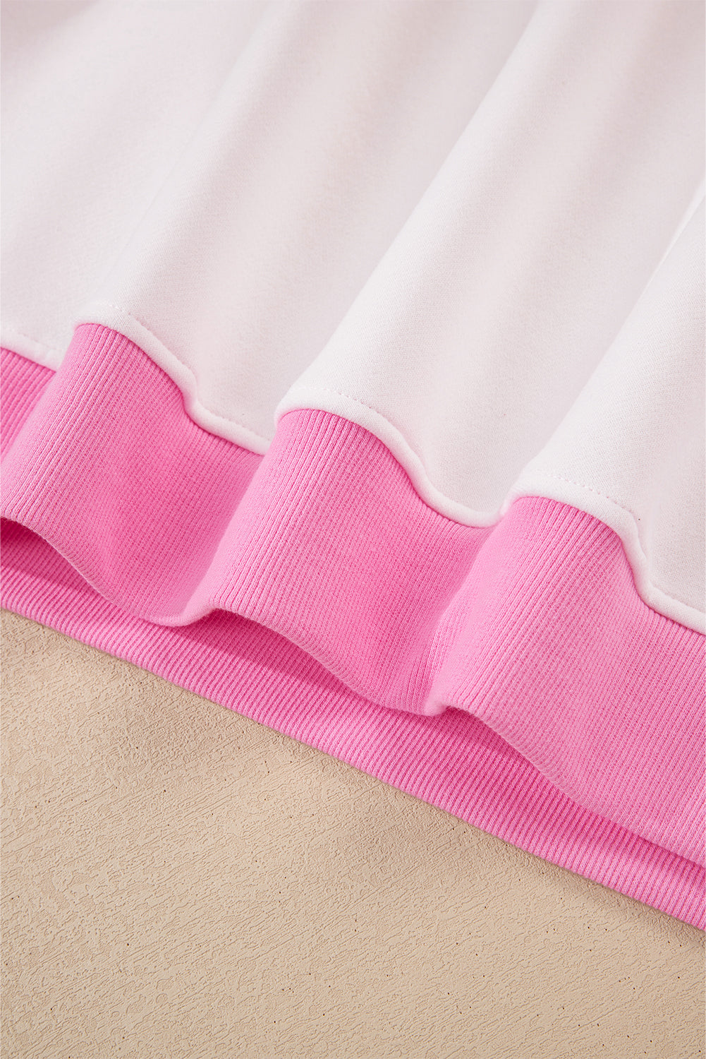 Strawberry Pink Color Block Pullover and Lace-up Elastic Waist Shorts Set-Two Piece Sets/Short Sets-[Adult]-[Female]-2022 Online Blue Zone Planet