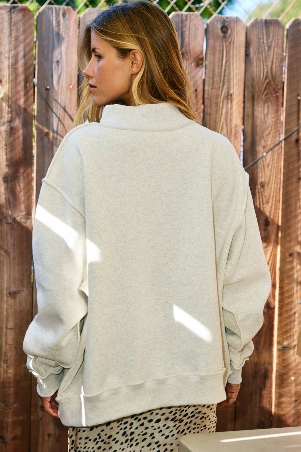 Light Grey Jesus Slogan Stand Neck Long Sleeve Oversized Tunic Plus Size Sweatshirt-Plus Size/Plus Size Sweatshirts & Hoodies-[Adult]-[Female]-2022 Online Blue Zone Planet