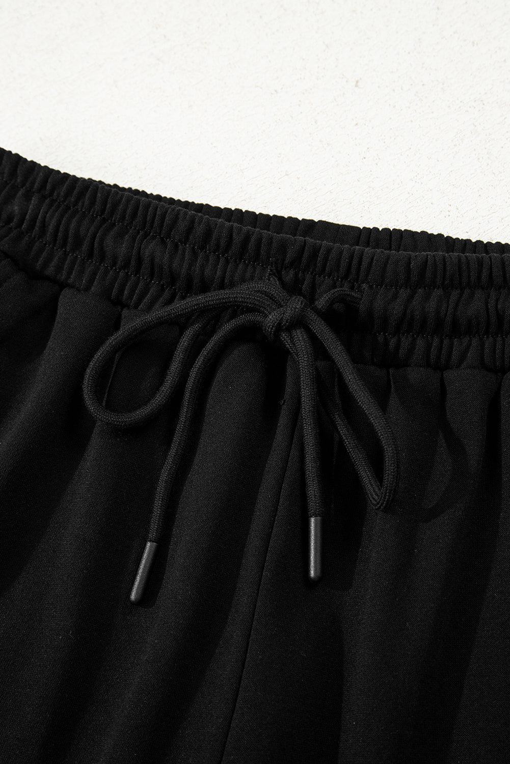 Black Varsity Striped Sleeve Drop Shoulder Sweatshirt and Short Set-Two Piece Sets/Short Sets-[Adult]-[Female]-2022 Online Blue Zone Planet