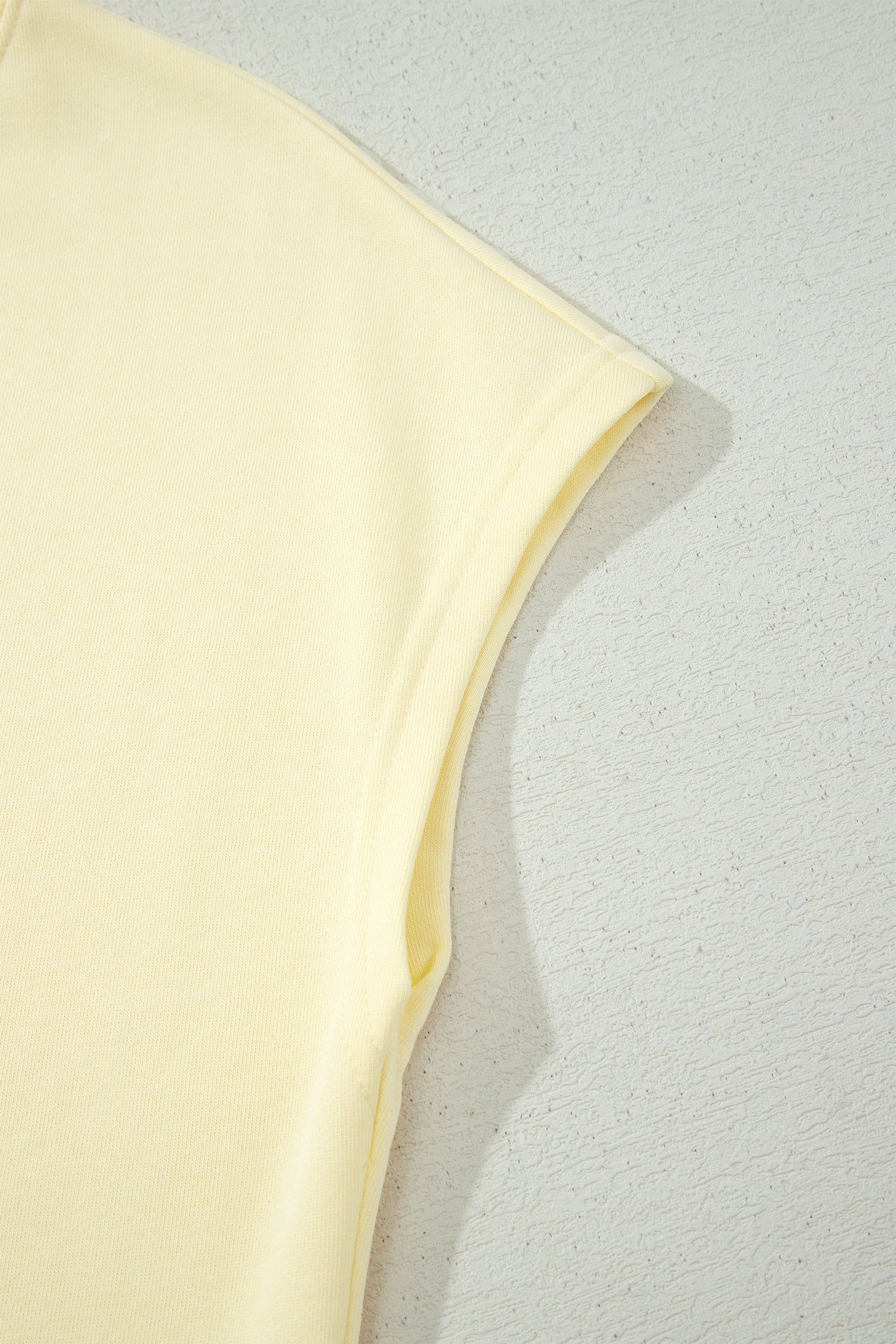 Yellow Cream Solid Color Tee Drawstring Shorts Comfy 2pcs Set-Two Piece Sets/Short Sets-[Adult]-[Female]-2022 Online Blue Zone Planet