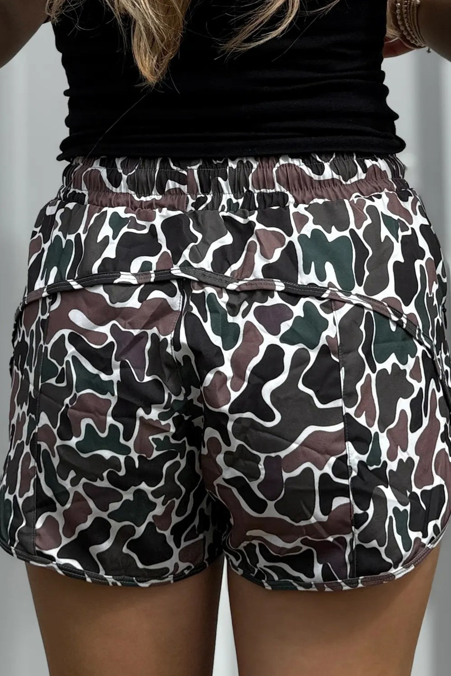 Multicolour Camouflage Print Athletic Lined Shorts-Bottoms/Casual Shorts-[Adult]-[Female]-2022 Online Blue Zone Planet