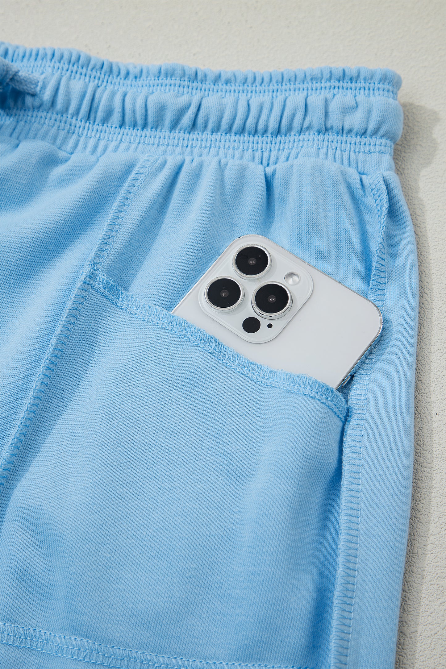 Sky Blue Drop Shoulder Boxy Tee and Barrel Pants Set-Two Piece Sets/Pant Sets-[Adult]-[Female]-2022 Online Blue Zone Planet