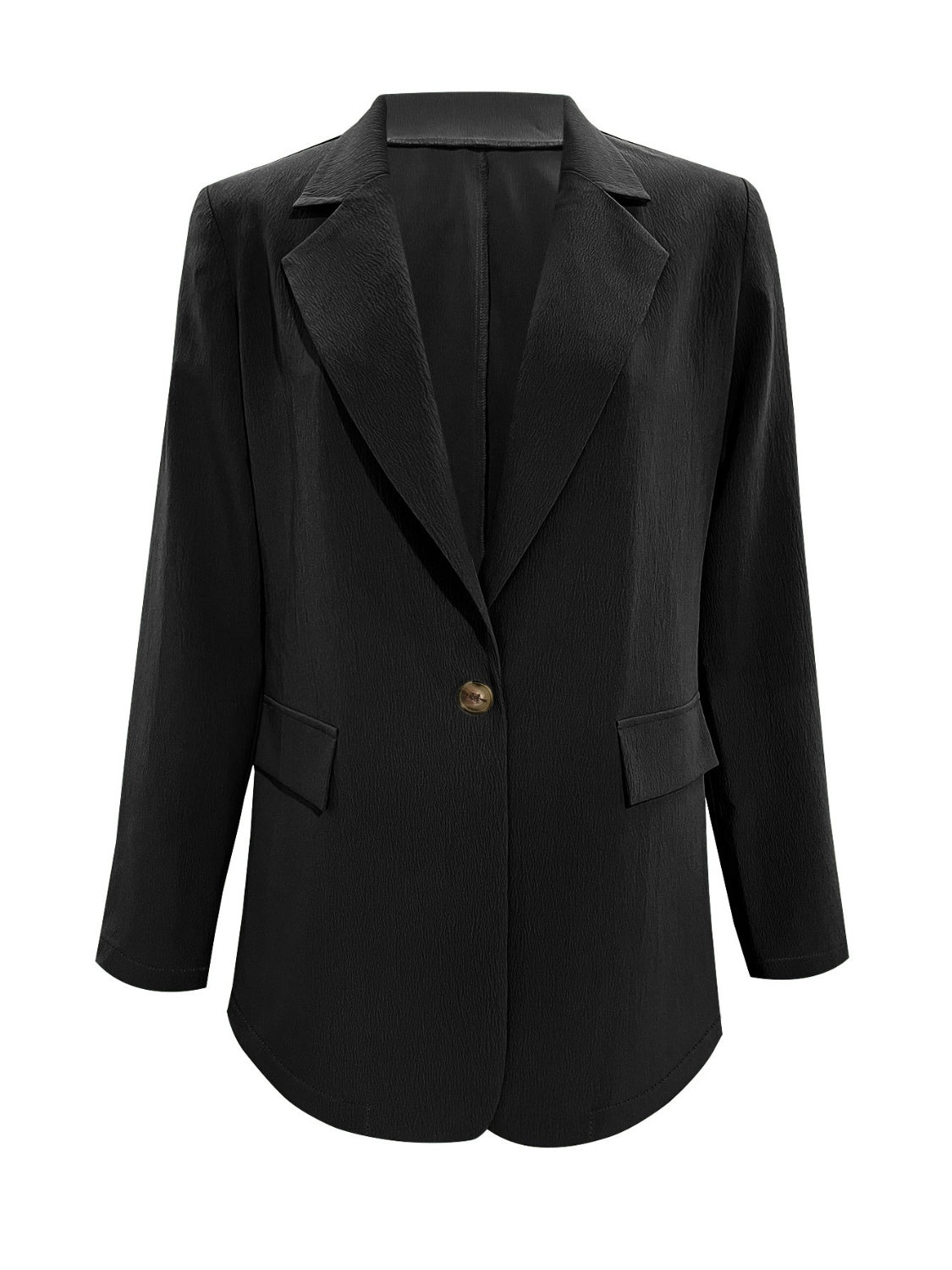 Lapel Collar Long Sleeve Blazer-TOPS / DRESSES-[Adult]-[Female]-2022 Online Blue Zone Planet