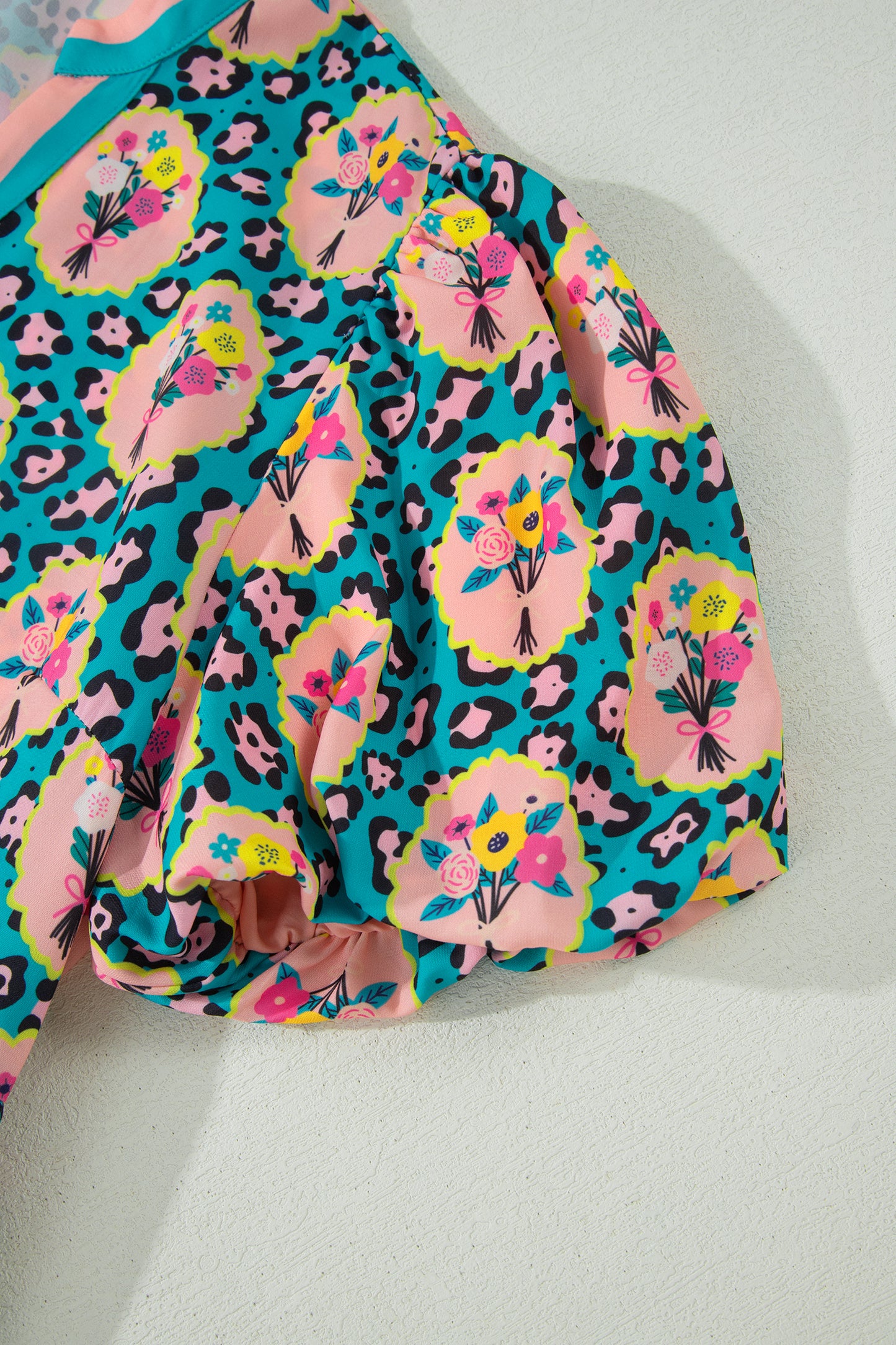 Green Leopard Floral Short Dress-TOPS / DRESSES-[Adult]-[Female]-2022 Online Blue Zone Planet