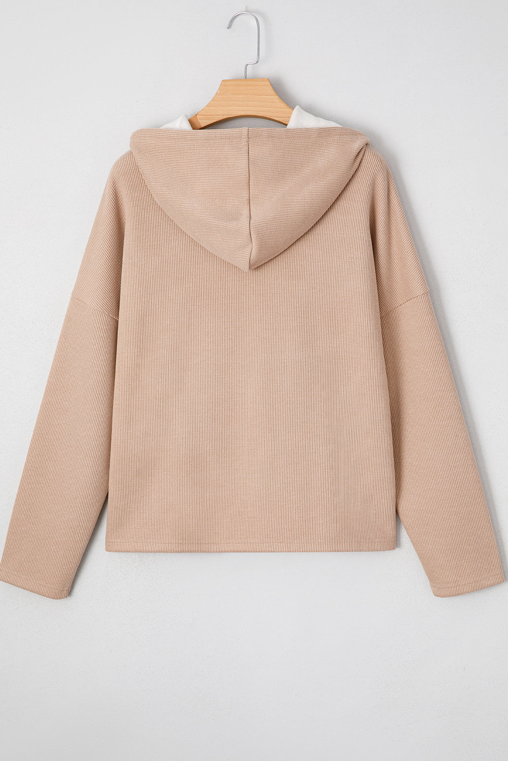 Parchment Thermal Textured Leopard Drawstring Baggy Hoodie-Tops/Sweatshirts & Hoodies-[Adult]-[Female]-2022 Online Blue Zone Planet