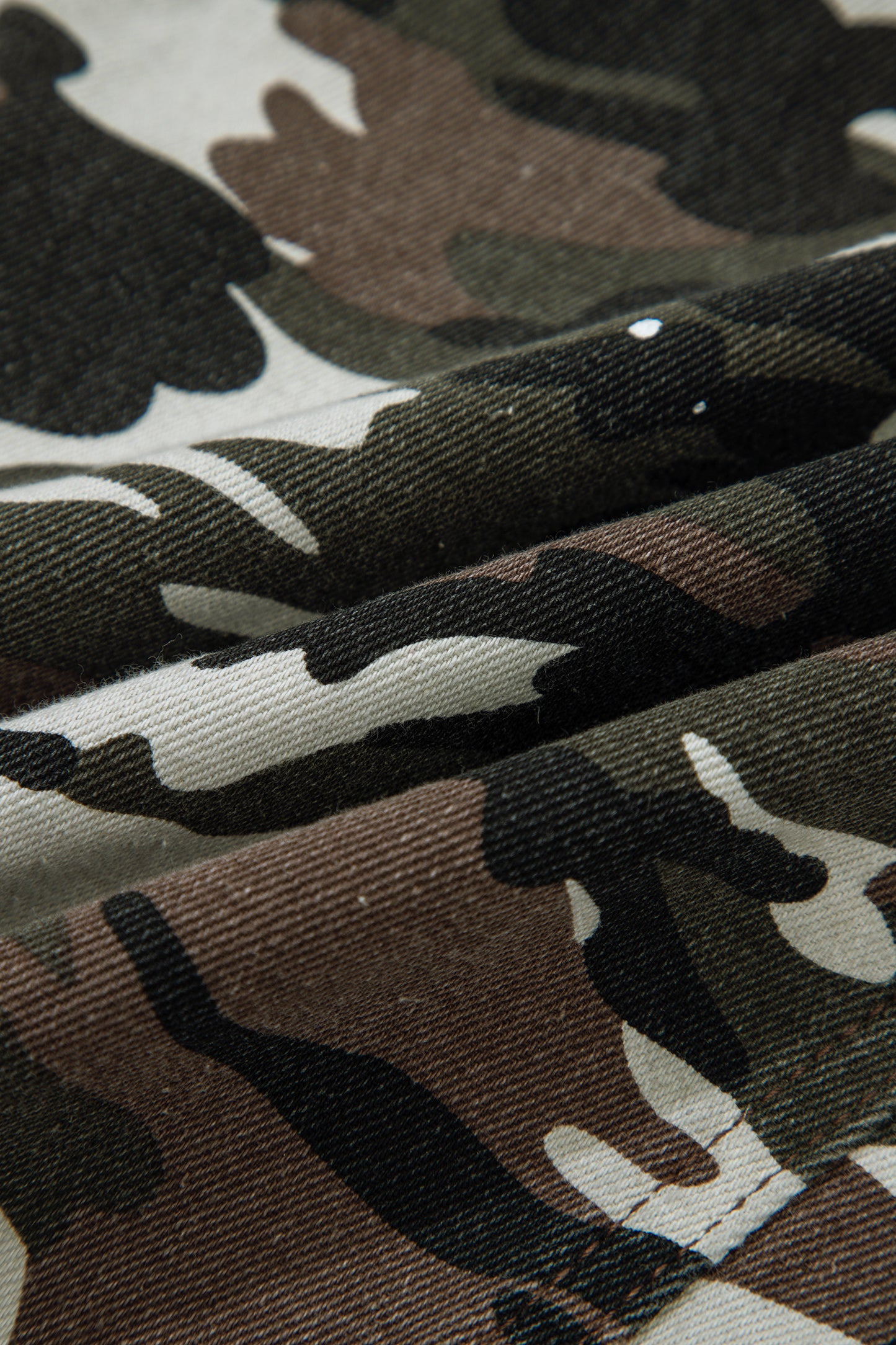 Green Camouflage Print Splashed Distressed Loose Denim Pants-Bottoms/Pants & Culotte-[Adult]-[Female]-2022 Online Blue Zone Planet