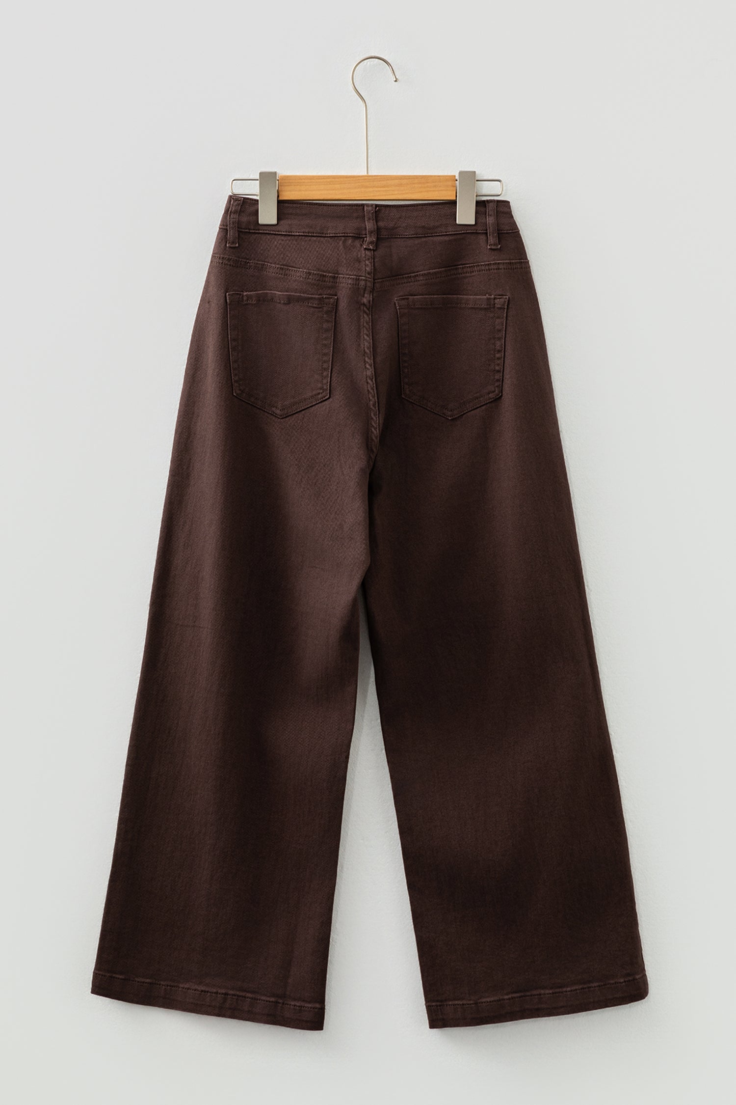 Red Sandalwood Solid Color Seamed Center Wide Leg Cropped Jeans-Bottoms/Jeans-[Adult]-[Female]-2022 Online Blue Zone Planet