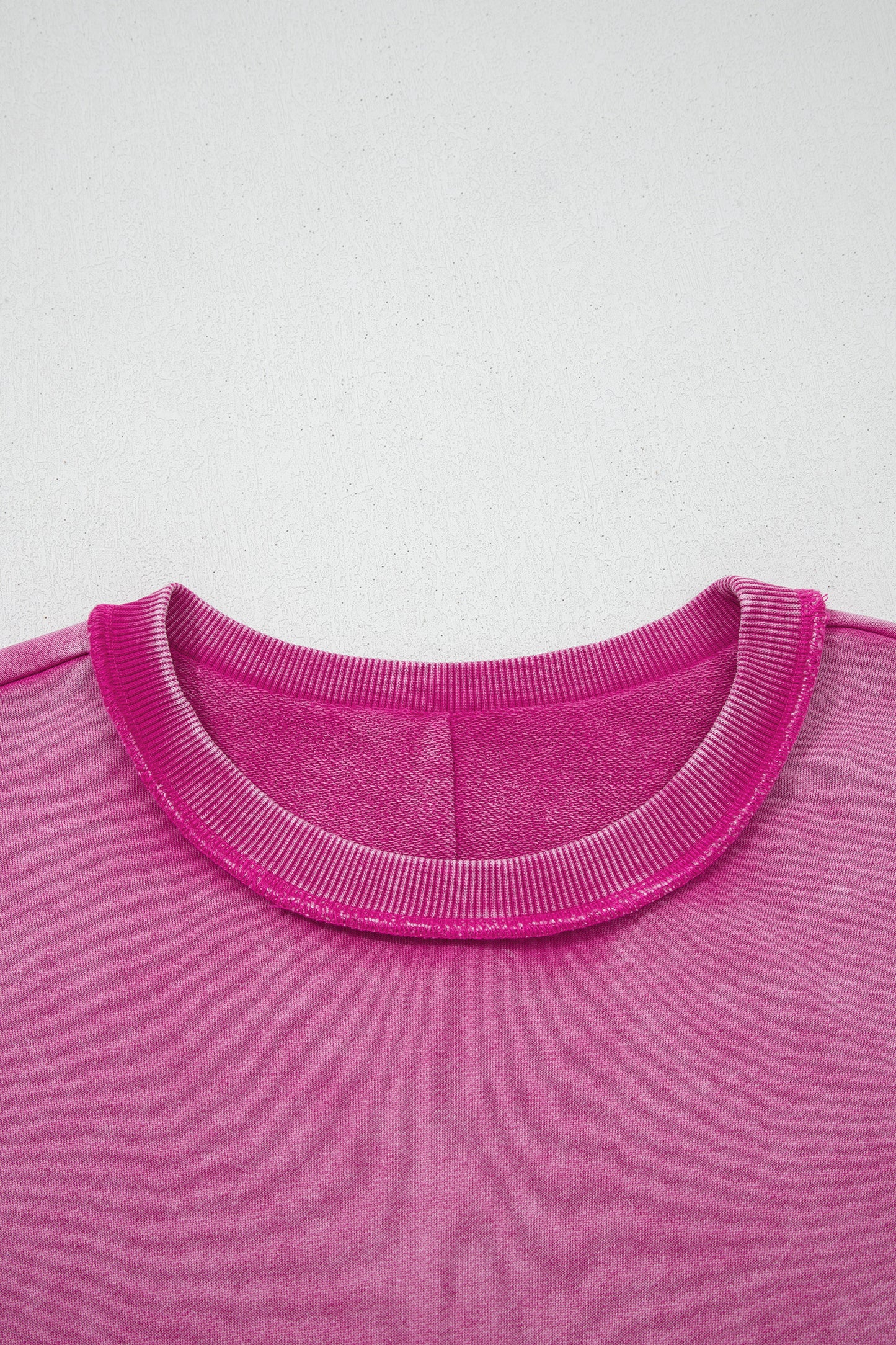 Rose Red Mineral Wash Exposed Seam Side Slit Sweatshirt-Tops/Sweatshirts & Hoodies-[Adult]-[Female]-2022 Online Blue Zone Planet