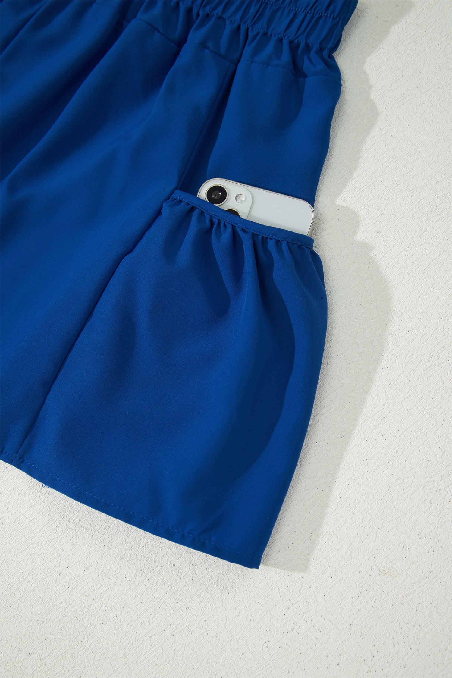 Dark Blue Ribbed Slim Tank Pocketed Wide Leg Shorts Set-Two Piece Sets/Short Sets-[Adult]-[Female]-2022 Online Blue Zone Planet