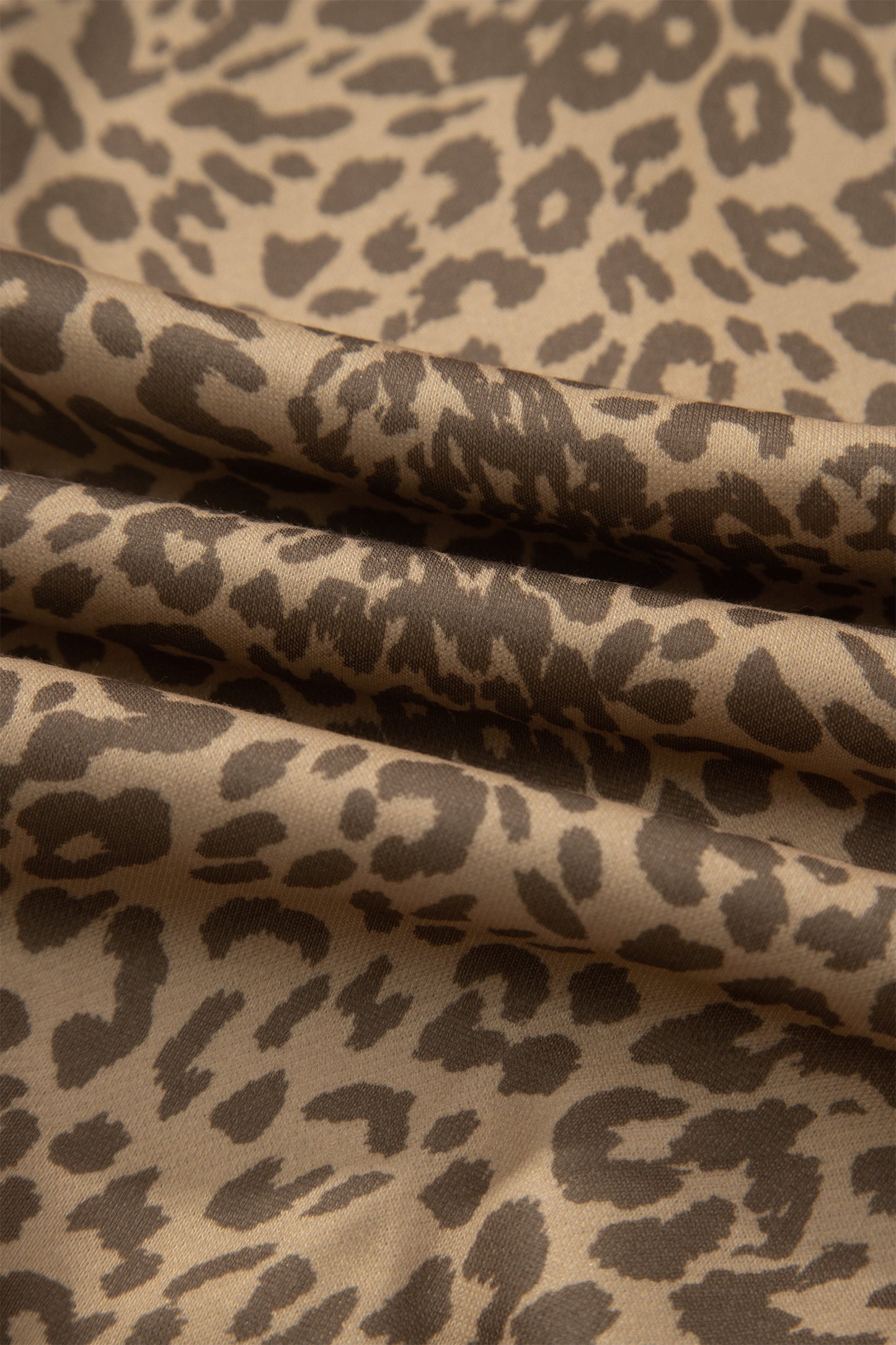 Khaki Leopard Print Star Patched Drawstring Elastic Waist Jogger Pants-Bottoms/Pants & Culotte-[Adult]-[Female]-2022 Online Blue Zone Planet