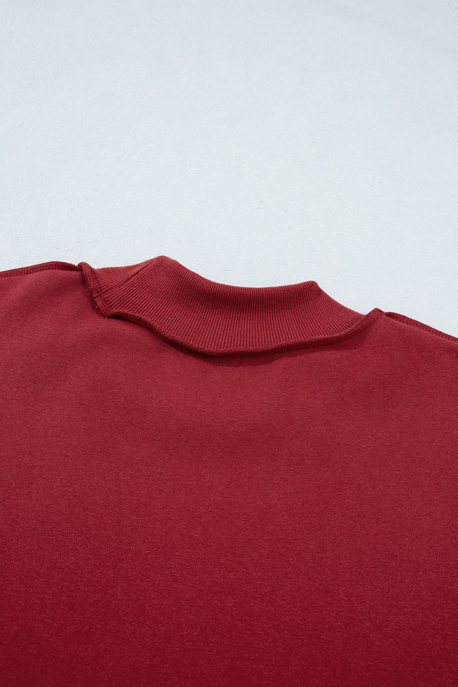 Red Dahlia Oversize Drop Shoulder Reversible Mock Neck Sweatshirt-Tops/Sweatshirts & Hoodies-[Adult]-[Female]-2022 Online Blue Zone Planet