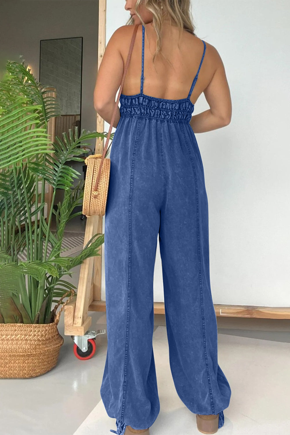 Full Size Spaghetti Strap Jumpsuit with Pockets-TOPS / DRESSES-[Adult]-[Female]-2022 Online Blue Zone Planet