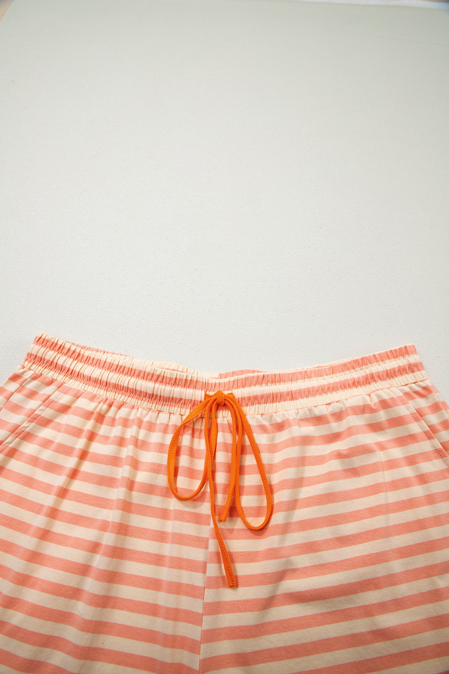 Pink Stripe Drop Shoulder T Shirt and Shorts Plus Size Summer Set-Plus Size/Plus Size Loungewear-[Adult]-[Female]-2022 Online Blue Zone Planet