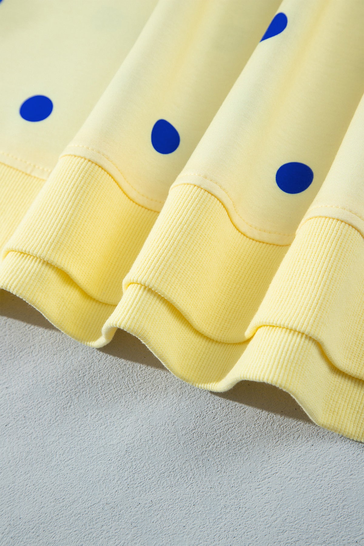 Yellow Polka Dot Loose Long Sleeve Split Hem Pullover Top