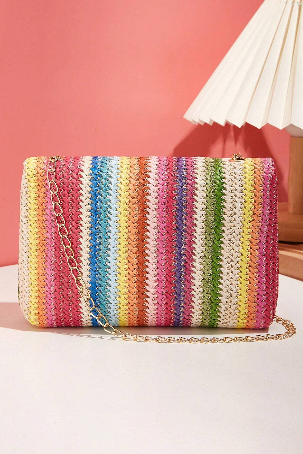 Multicolour Bohemian Woven Gold Chain Shoulder Bag-Shoes & Bags/Shoulder Bags-[Adult]-[Female]-2022 Online Blue Zone Planet