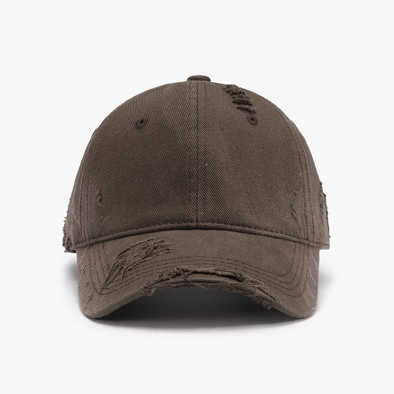 Distressed Adjustable Cotton Hat-HATS-[Adult]-[Female]-Mocha-One Size-2022 Online Blue Zone Planet