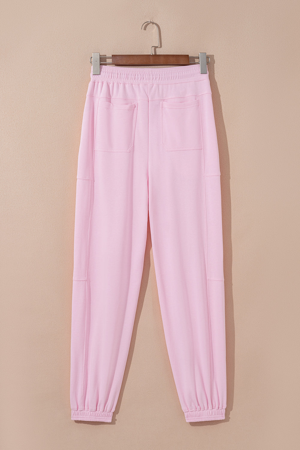 Light Pink Drawstring Waist Patchwork Solid Color Jogger Pants-Bottoms/Pants & Culotte-[Adult]-[Female]-2022 Online Blue Zone Planet
