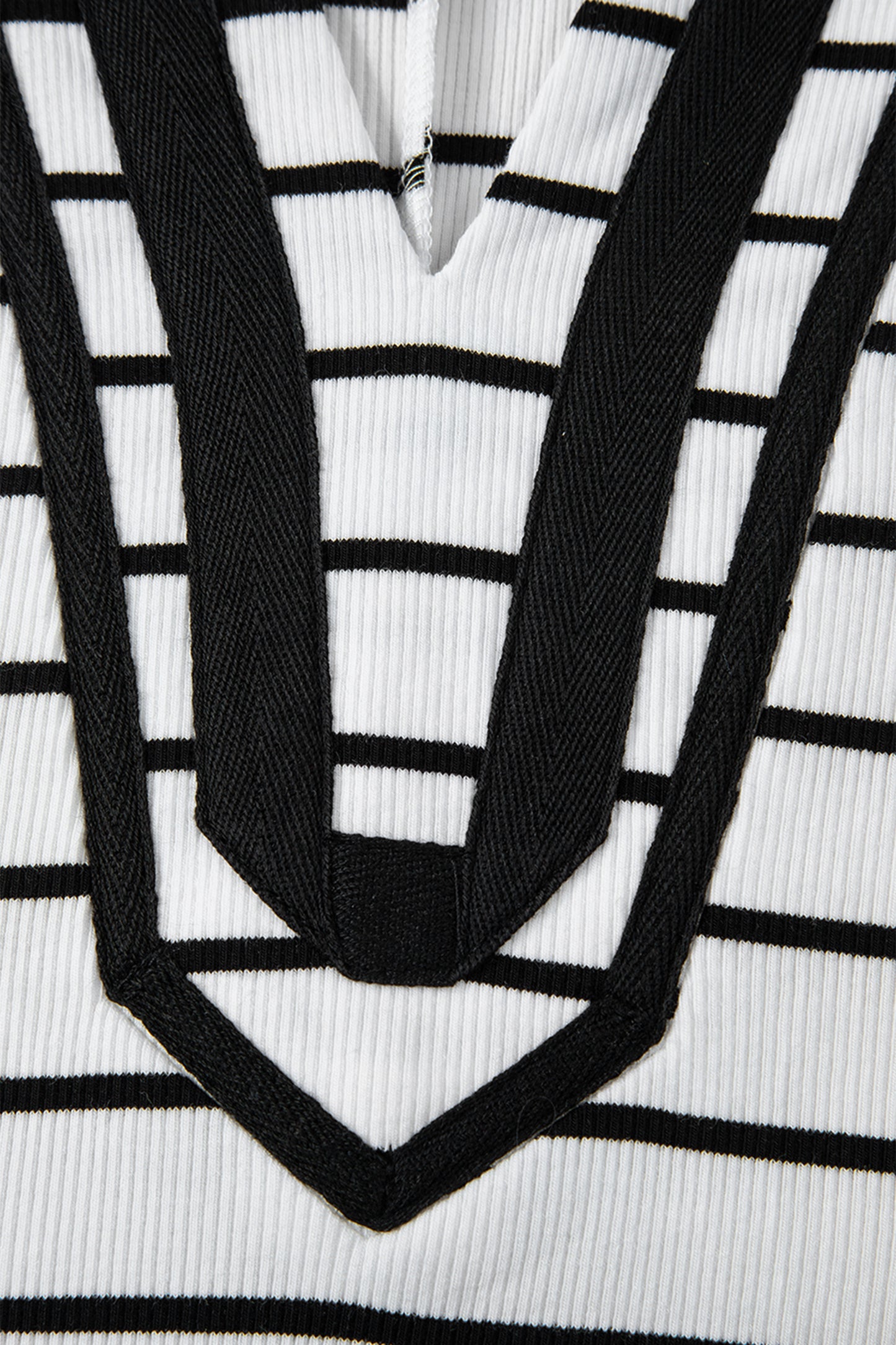White Stripe Stand Collar V Neck Elastic Cuffs Half Sleeve Dolman Top-Tops/Blouses & Shirts-[Adult]-[Female]-2022 Online Blue Zone Planet