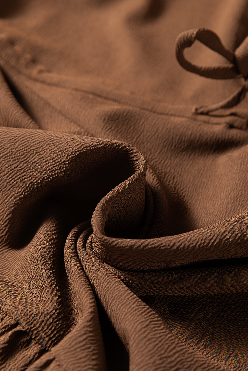 Chestnut Solid Long Sleeve Button V Neck Tiered Maxi Dress-Dresses/Maxi Dresses-[Adult]-[Female]-2022 Online Blue Zone Planet