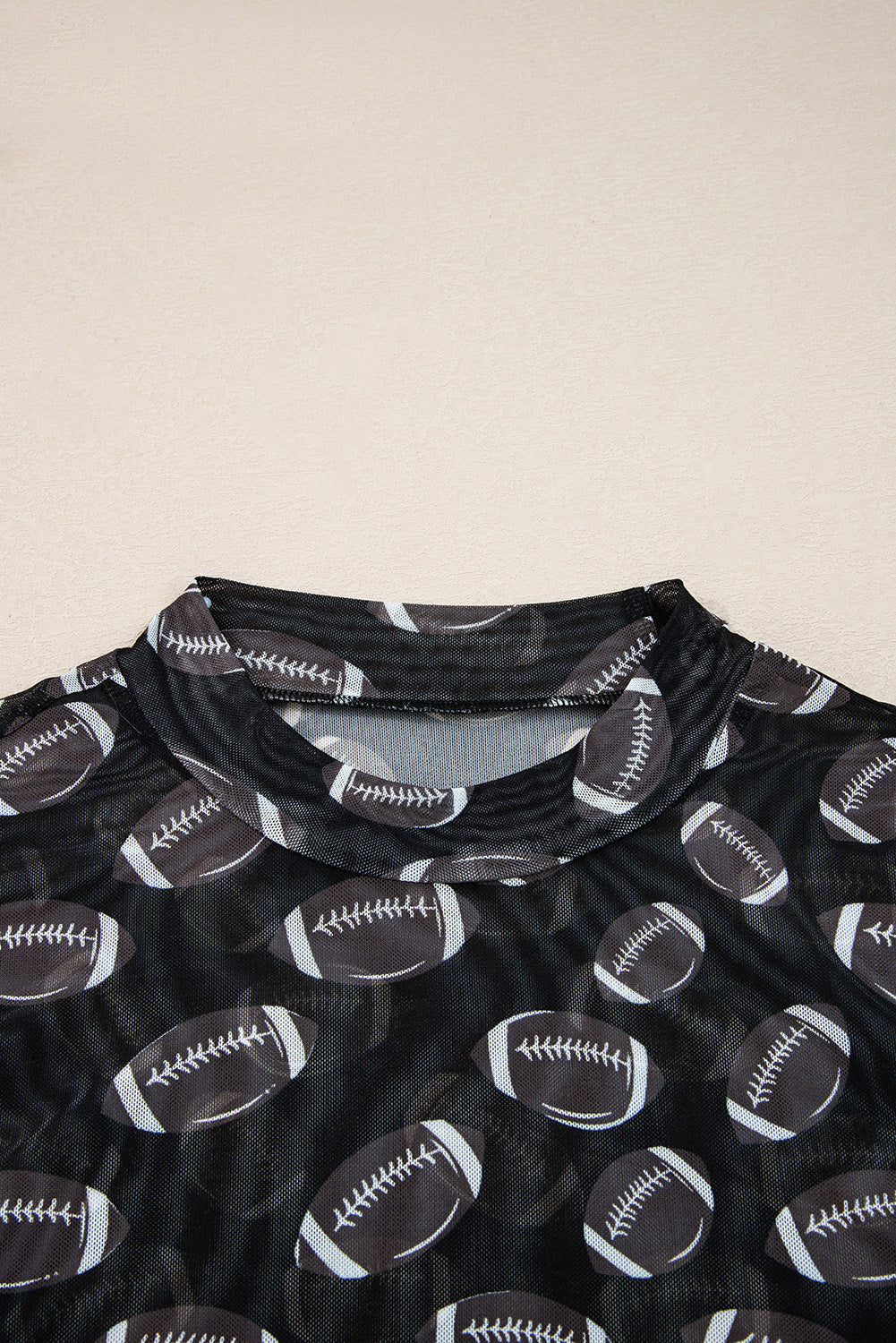 Black Game Day Rugby Mesh Sheer Long Sleeve Top-Tops/Long Sleeve Tops-[Adult]-[Female]-2022 Online Blue Zone Planet