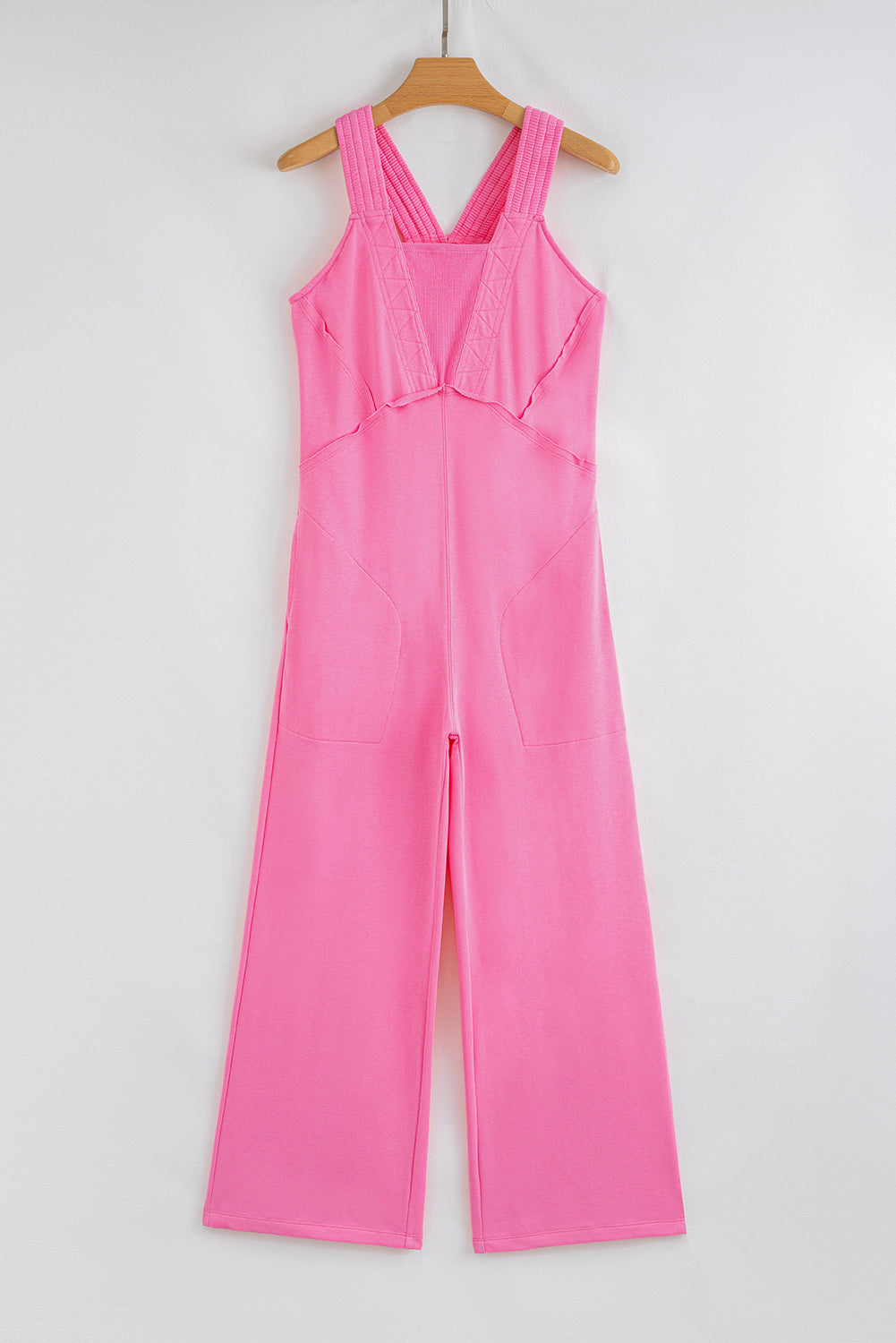 Bonbon Mineral Wash Raw Seam Patchwork Wide Leg Loose Jumpsuit-Bottoms/Jumpsuits & Rompers-[Adult]-[Female]-2022 Online Blue Zone Planet