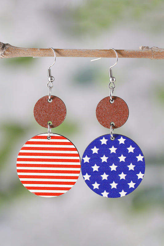 Dark Blue 4th of July Wooden Flag Earrings-Accessories/Jewelry-[Adult]-[Female]-Dark Blue-ONE SIZE-2022 Online Blue Zone Planet