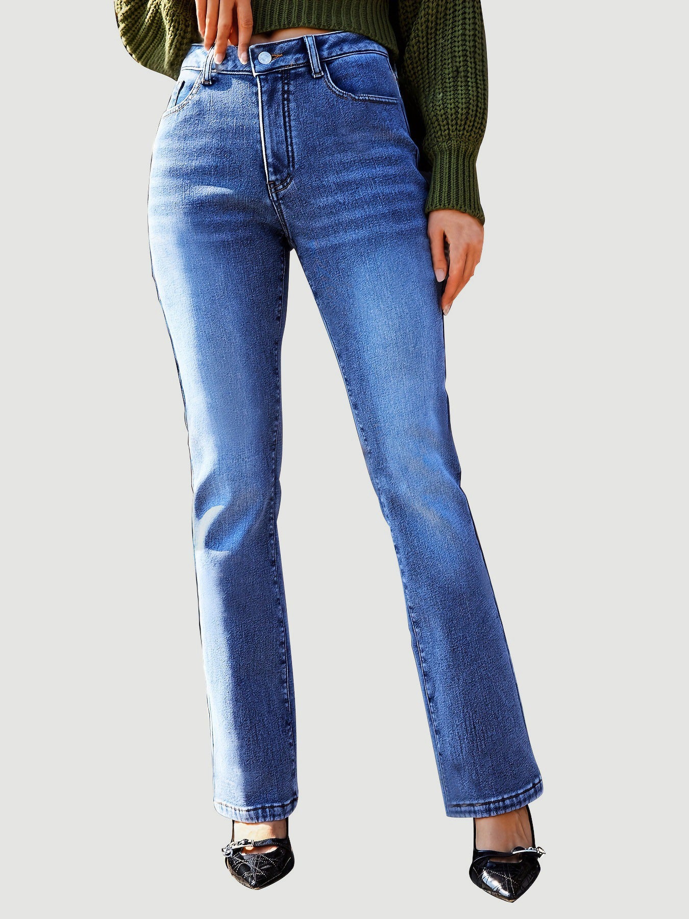 Straight Leg Jeans with Pockets-[Adult]-[Female]-2022 Online Blue Zone Planet