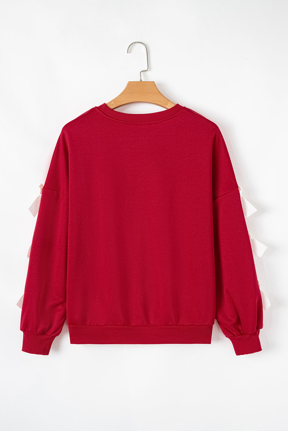Myosotis Contrast Bow Decor Dropped Sleeve Crewneck Sweatshirt-Tops/Sweatshirts & Hoodies-[Adult]-[Female]-2022 Online Blue Zone Planet