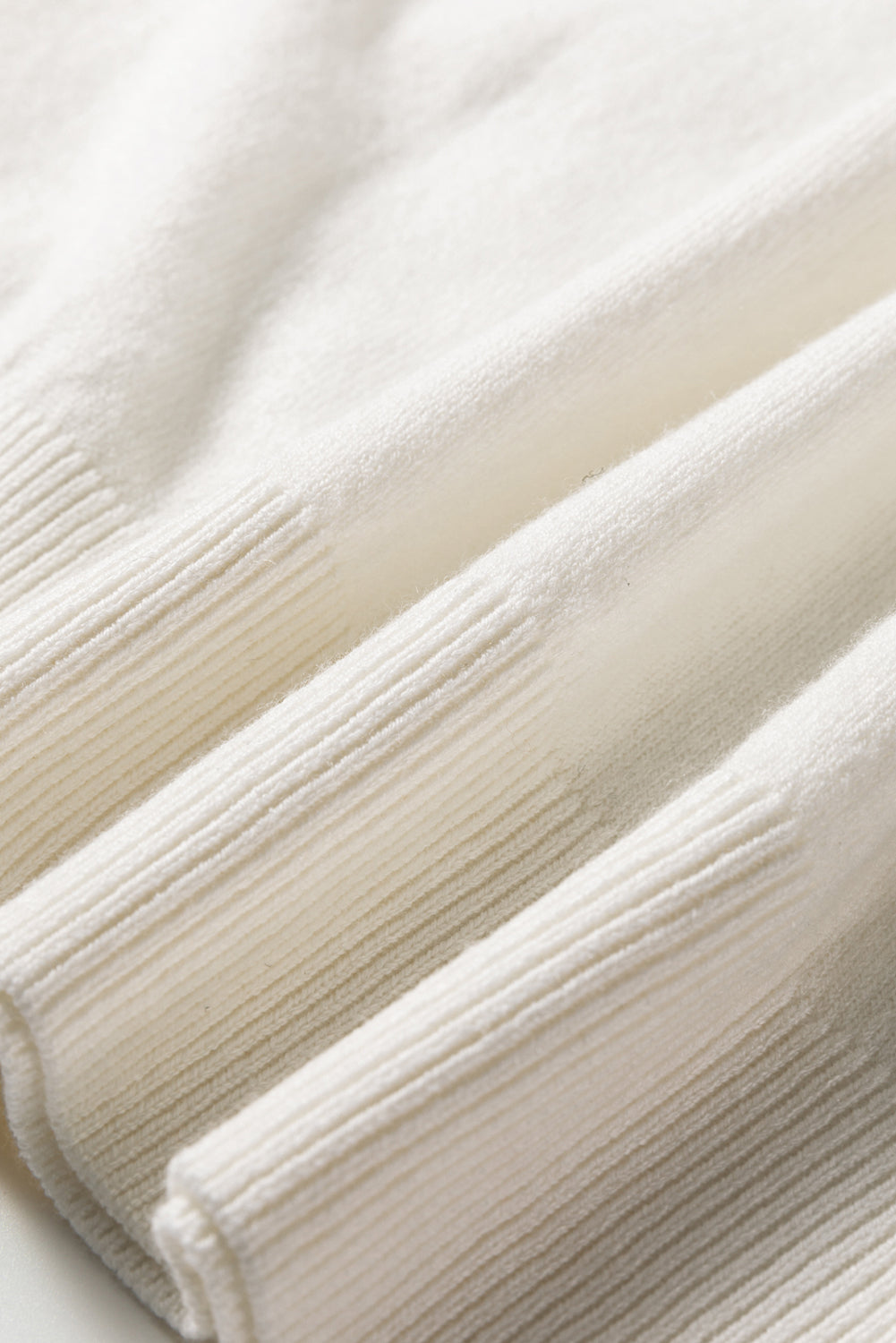 White Button Split Cuffs Round Neck Slim Sweater-TOPS / DRESSES-[Adult]-[Female]-2022 Online Blue Zone Planet