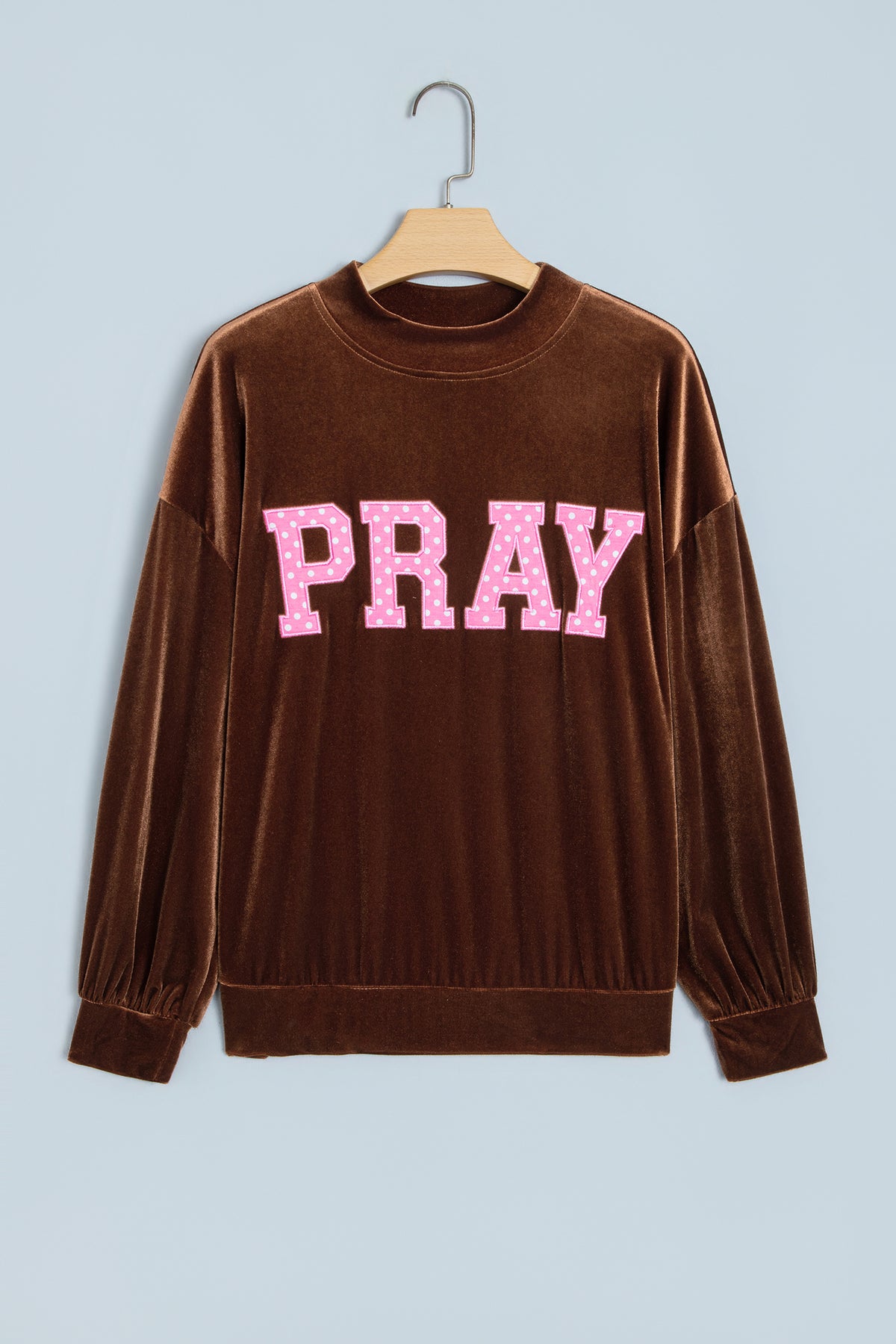 Burgundy Christmas Velvet Graphic Print Long Sleeve Sweatshirt-Tops/Sweatshirts & Hoodies-[Adult]-[Female]-2022 Online Blue Zone Planet