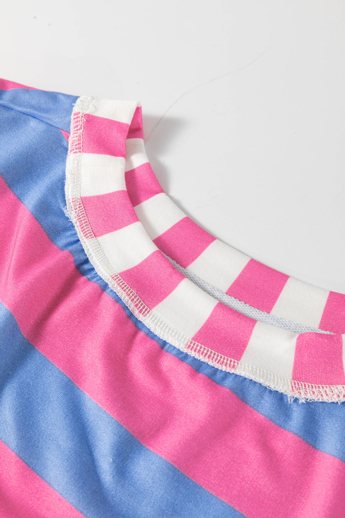 Pink Stripe Exposed Seam Contrast Patchwork Oversized Top-Tops/Tops & Tees-[Adult]-[Female]-2022 Online Blue Zone Planet