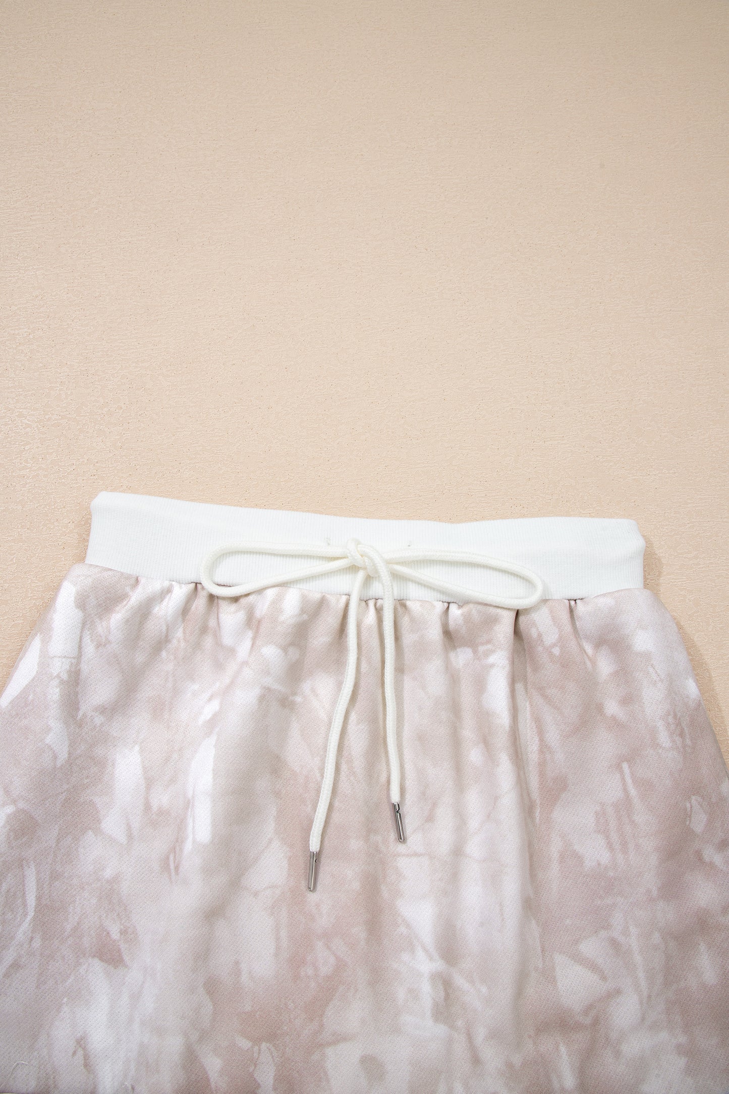 White Abstract Woodland Print Balloon Sleeve Pullover Drawstring Mini Skirt Set-Two Piece Sets/Two Piece Dresses-[Adult]-[Female]-2022 Online Blue Zone Planet