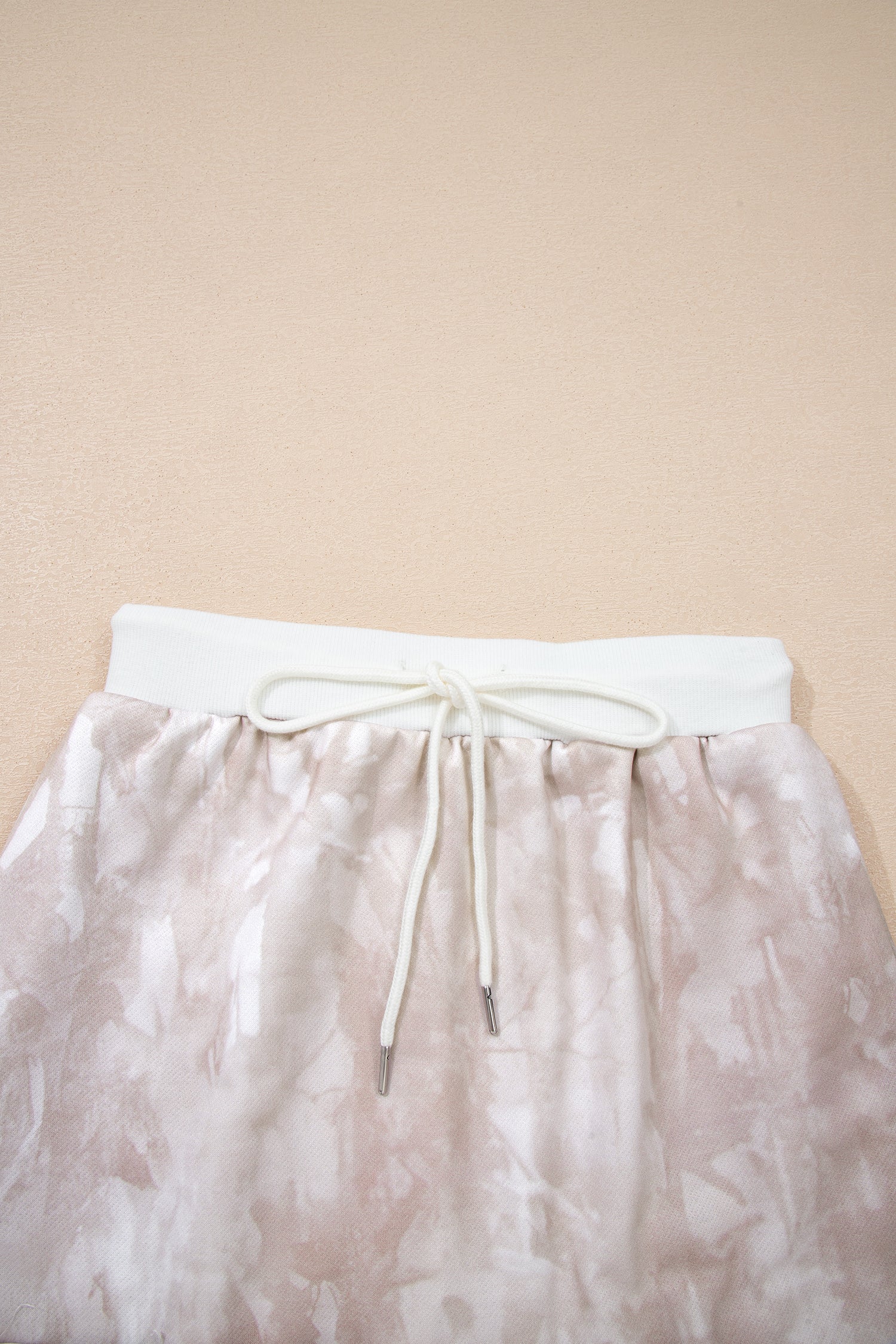 White Abstract Woodland Print Balloon Sleeve Pullover Drawstring Mini Skirt Set-Two Piece Sets/Two Piece Dresses-[Adult]-[Female]-2022 Online Blue Zone Planet