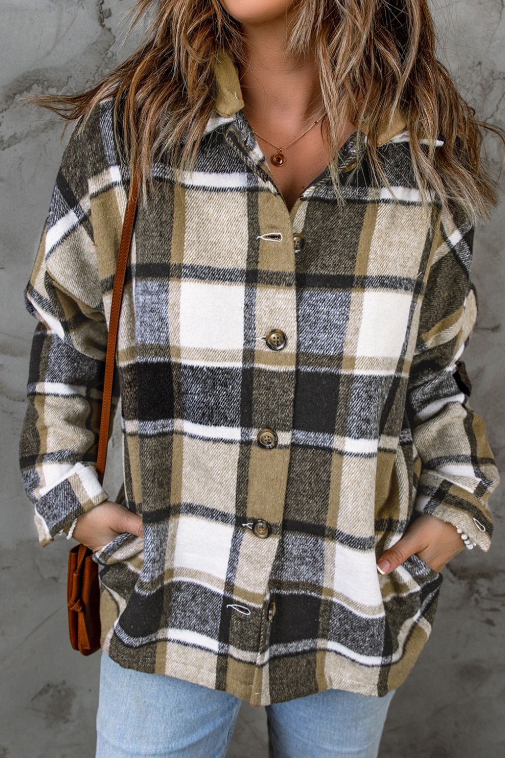 Blue Zone Planet | Plaid Button Up Hooded Shacket-TOPS / DRESSES-[Adult]-[Female]-Tan-S-2022 Online Blue Zone Planet