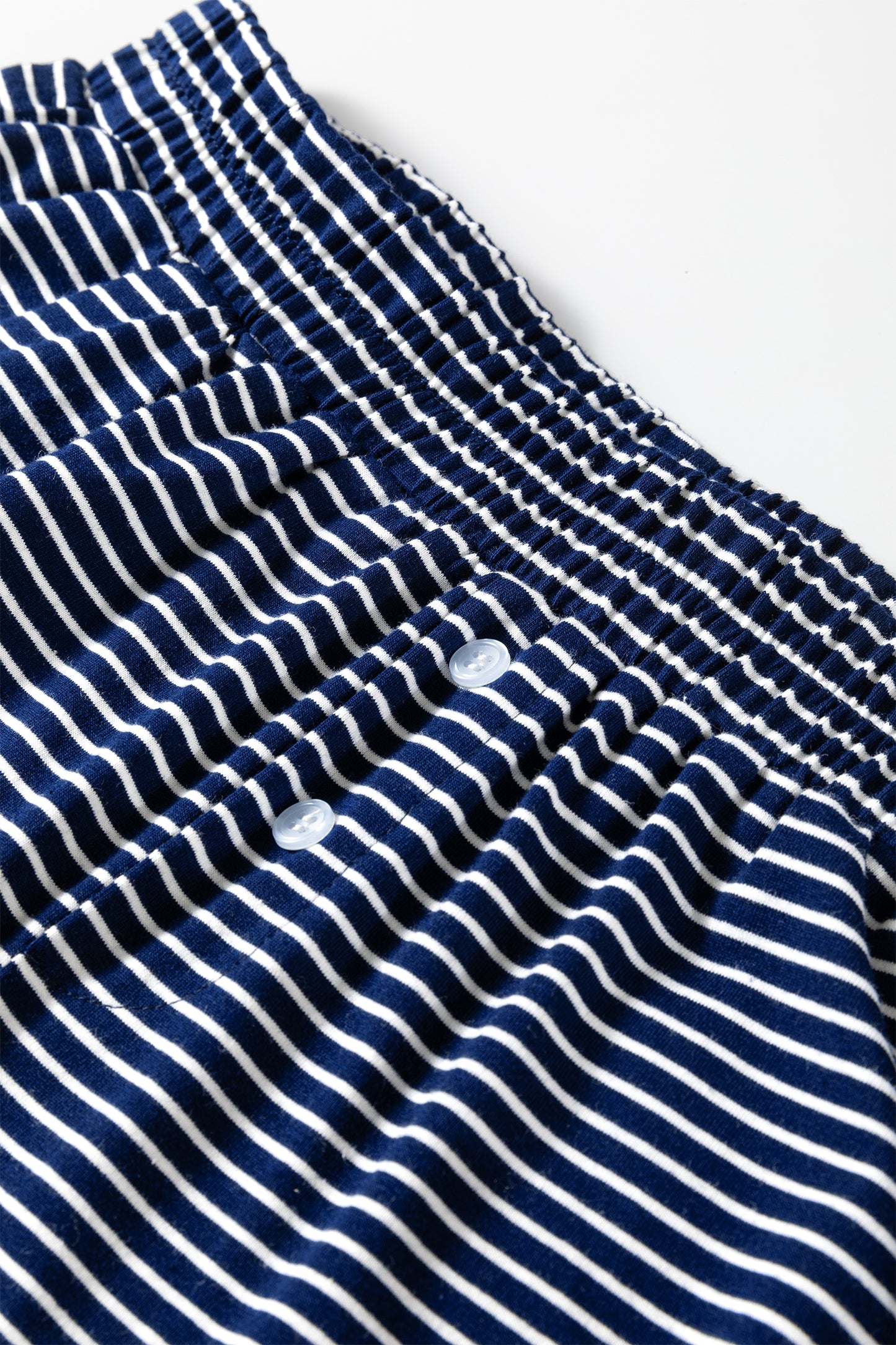 Blue Stripe Drop Shoulder Round Neck Long Sleeve Tee and Buttoned Shorts 2pcs Lounge Set-Loungewear & Sleepwear/Loungewear-[Adult]-[Female]-2022 Online Blue Zone Planet