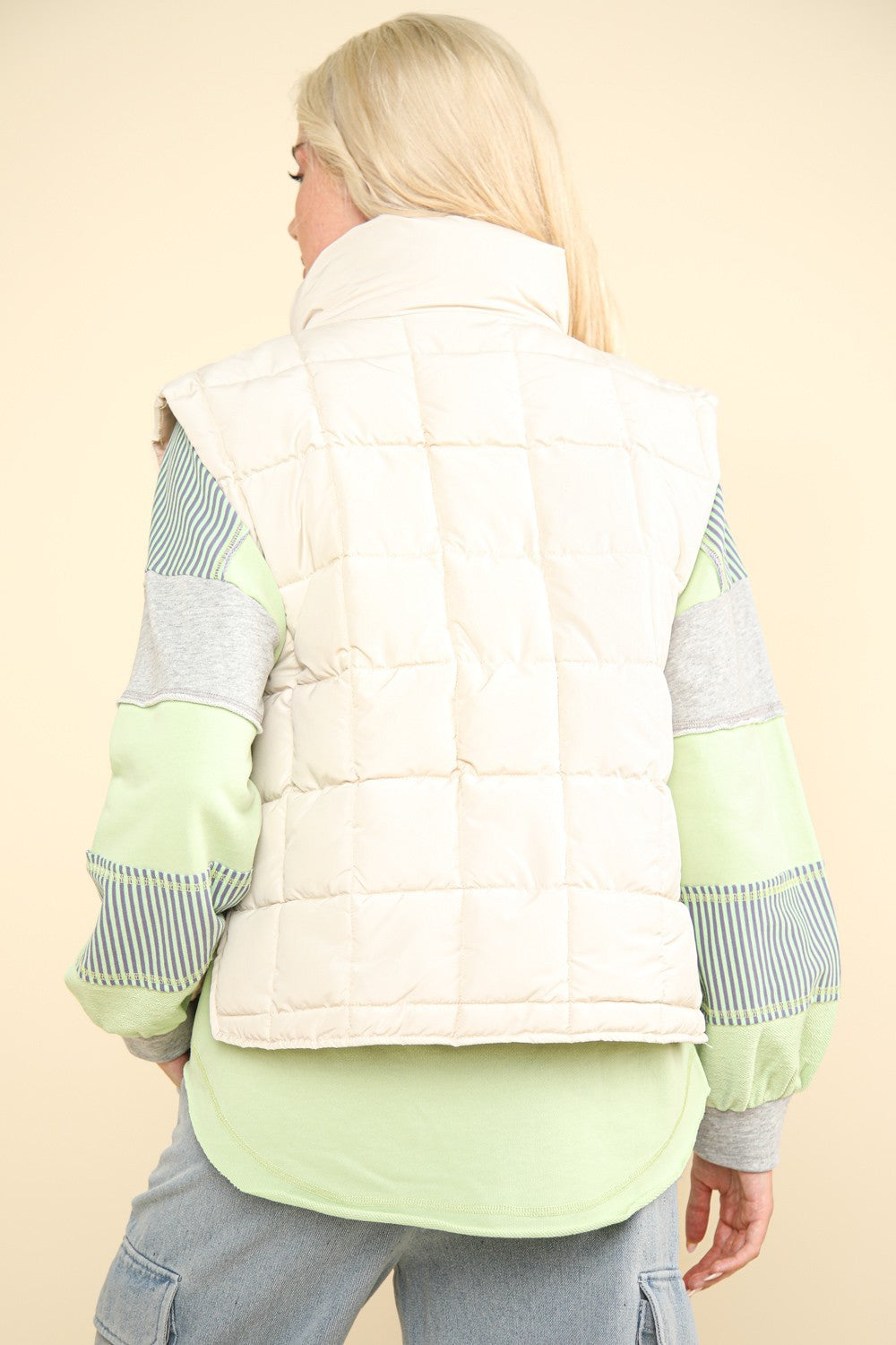 VERY J Zip Up Puffer Padded Warm Vest-TOPS / DRESSES-[Adult]-[Female]-2022 Online Blue Zone Planet