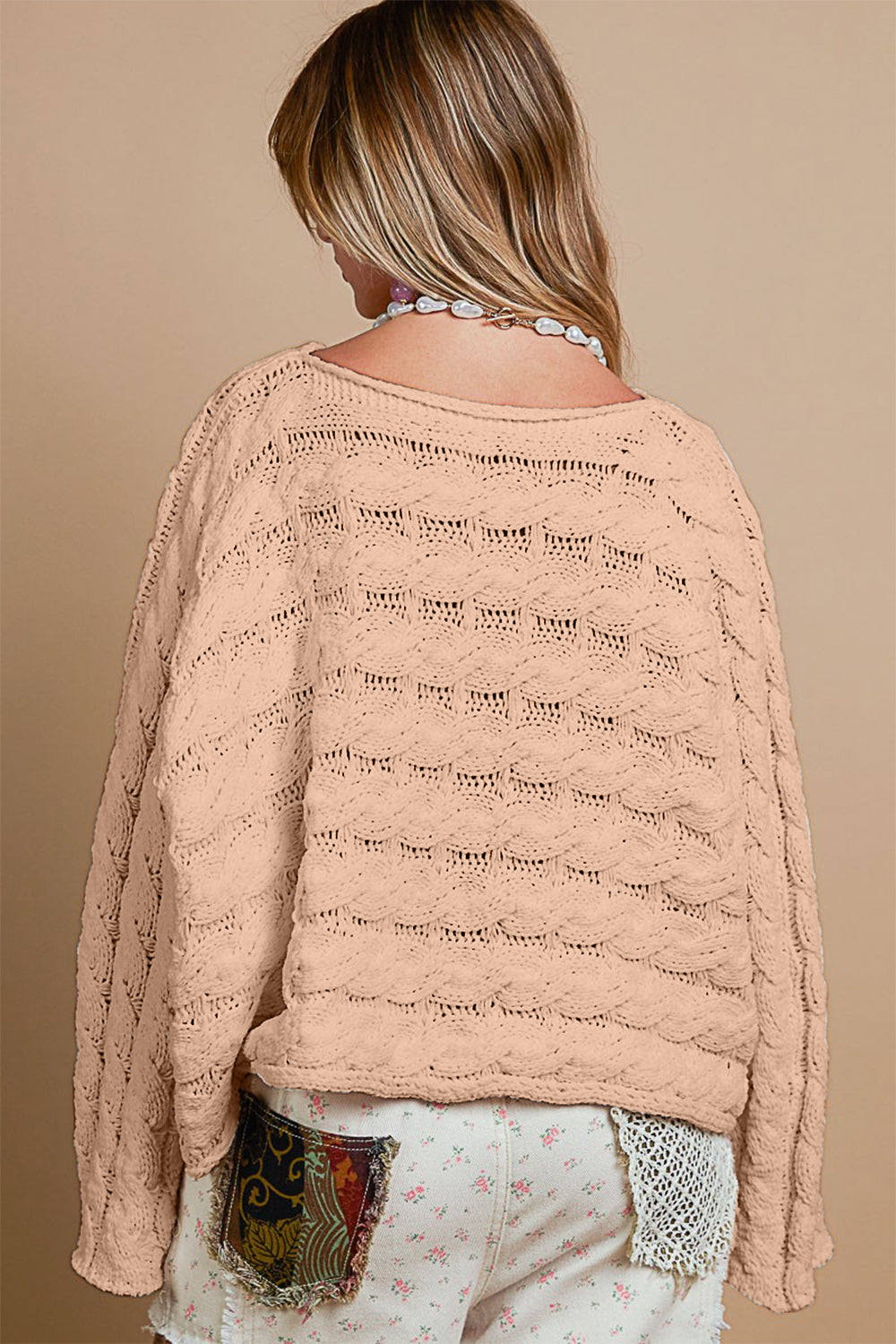 Blue Zone Planet | POL Round Neck Cable Knit Cropped Sweater-TOPS / DRESSES-[Adult]-[Female]-2022 Online Blue Zone Planet