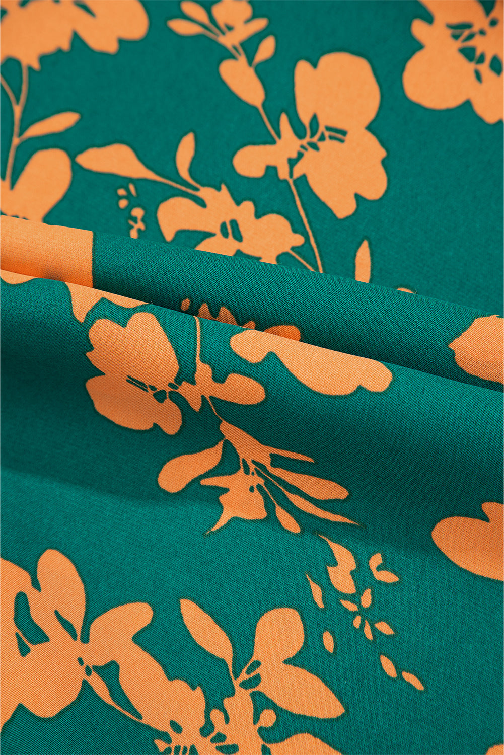Blue Zone Planet | Green Floral Print Drawstring Tunic Flowy Short Dress-TOPS / DRESSES-[Adult]-[Female]-2022 Online Blue Zone Planet
