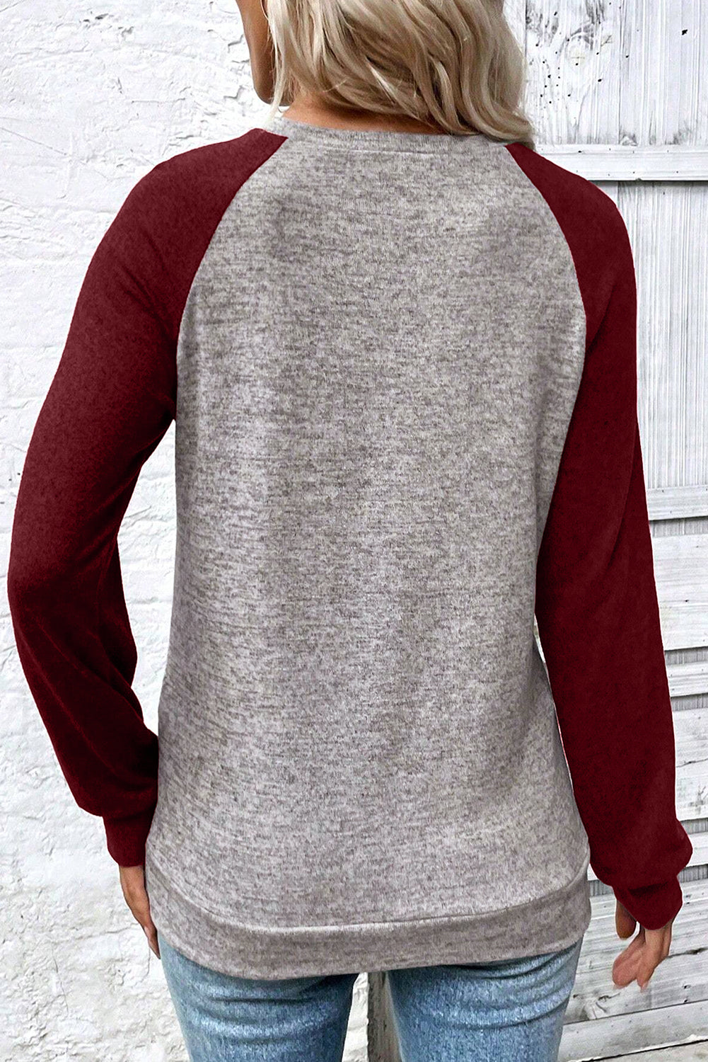 Red Dahlia Colorblock Raglan Long Sleeve T Shirt-Tops/Long Sleeve Tops-[Adult]-[Female]-2022 Online Blue Zone Planet